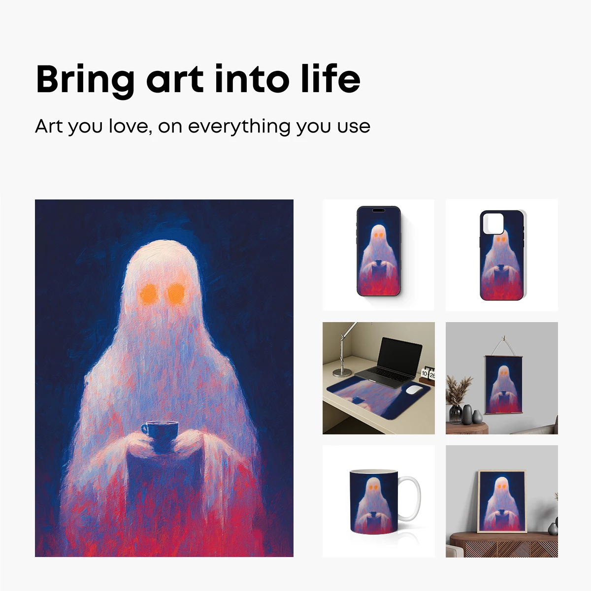 Ghostly Barista: Ethereal Brew in Neon Hues - Image 2