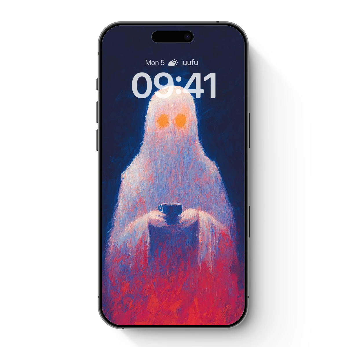 Ghostly Barista: Ethereal Brew in Neon Hues