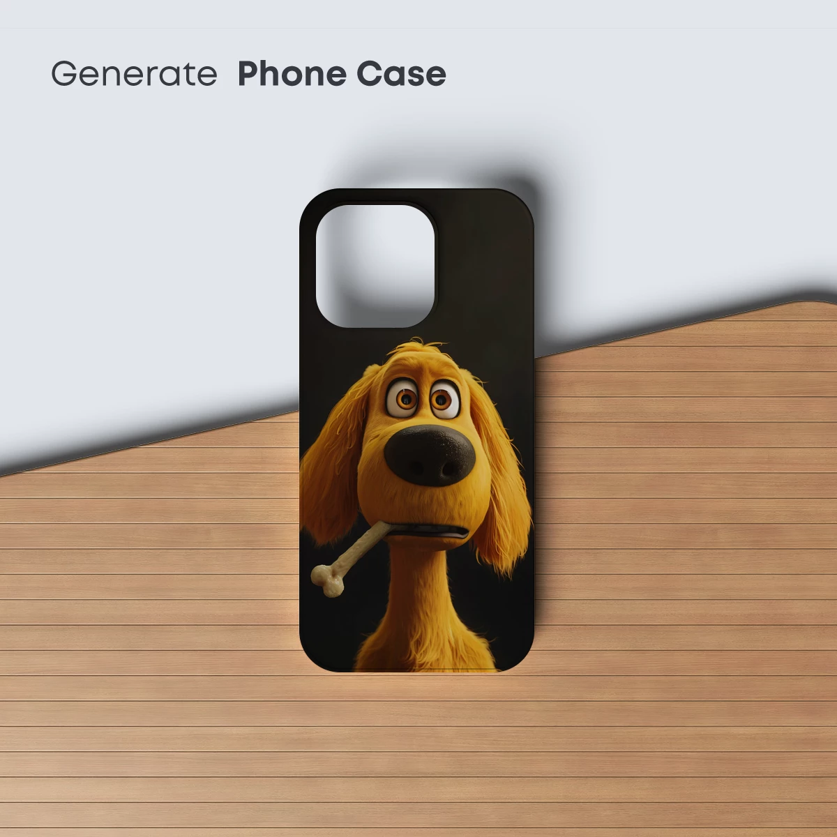 Golden Retriever with Bone: Whimsical Cartoon Charm - Image 3