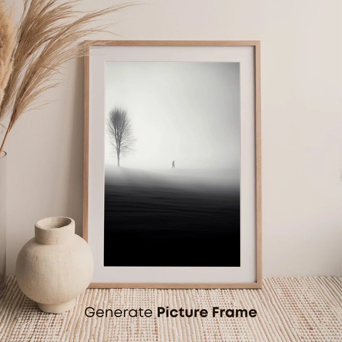 Foggy Solitude: Lone Tree and Wanderer - Image 7