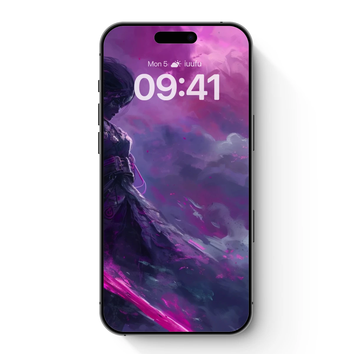 Ethereal Warrior: Neon Blade in Twilight Mist