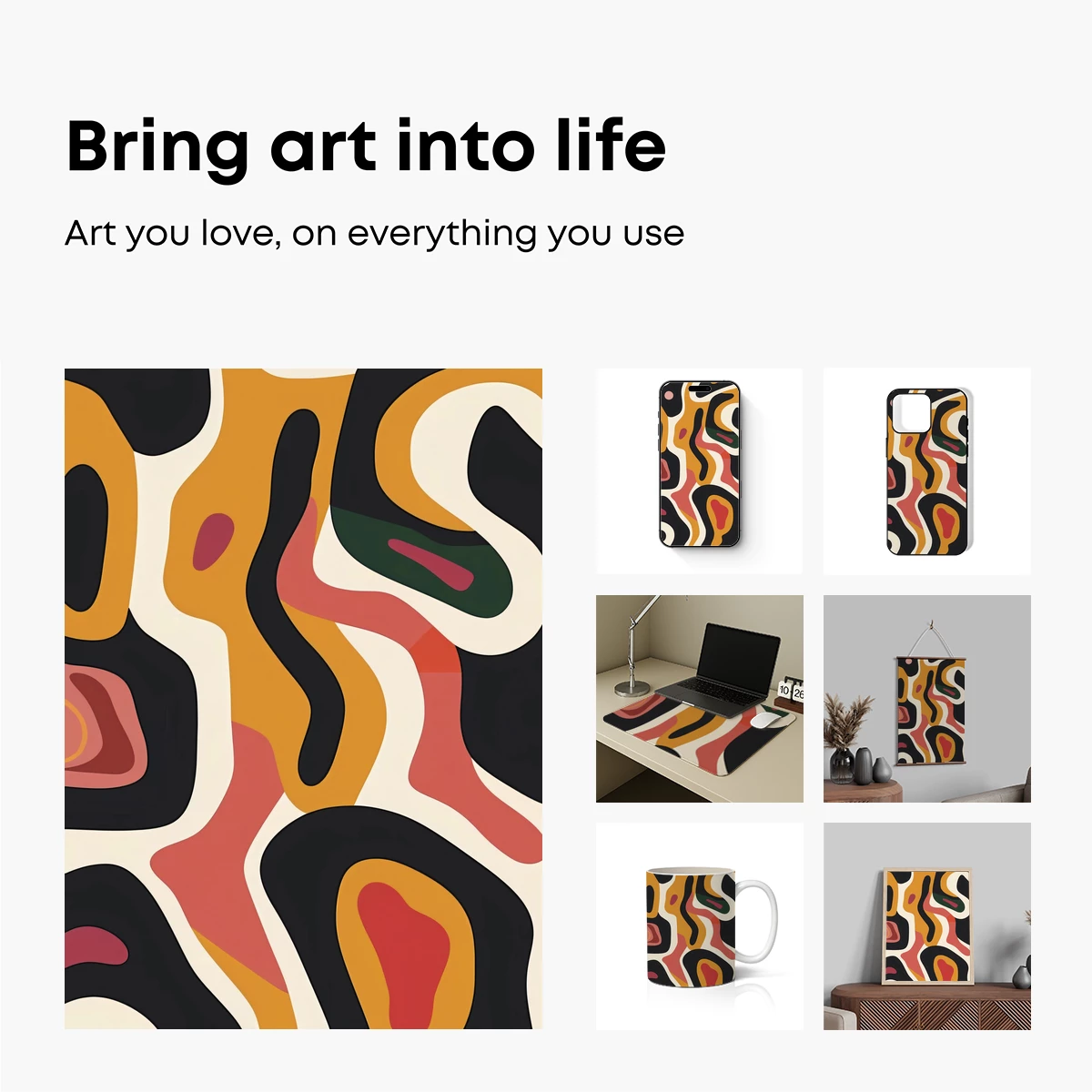 Abstract Fusion: Warm Tones and Wavy Lines - Image 2