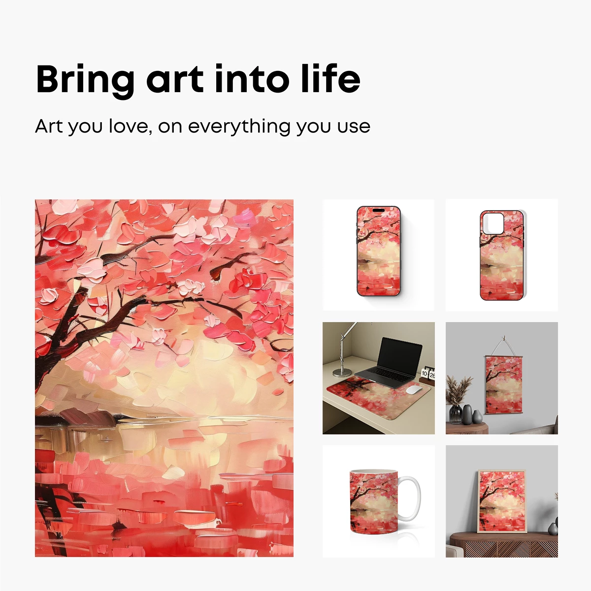 Blossom Reflections: Impressionist Cherry Tree - Image 2