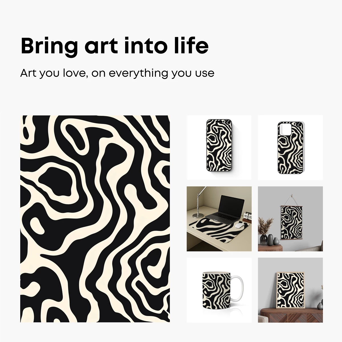 Abstract Wavy Lines: Monochrome Flow - Image 2