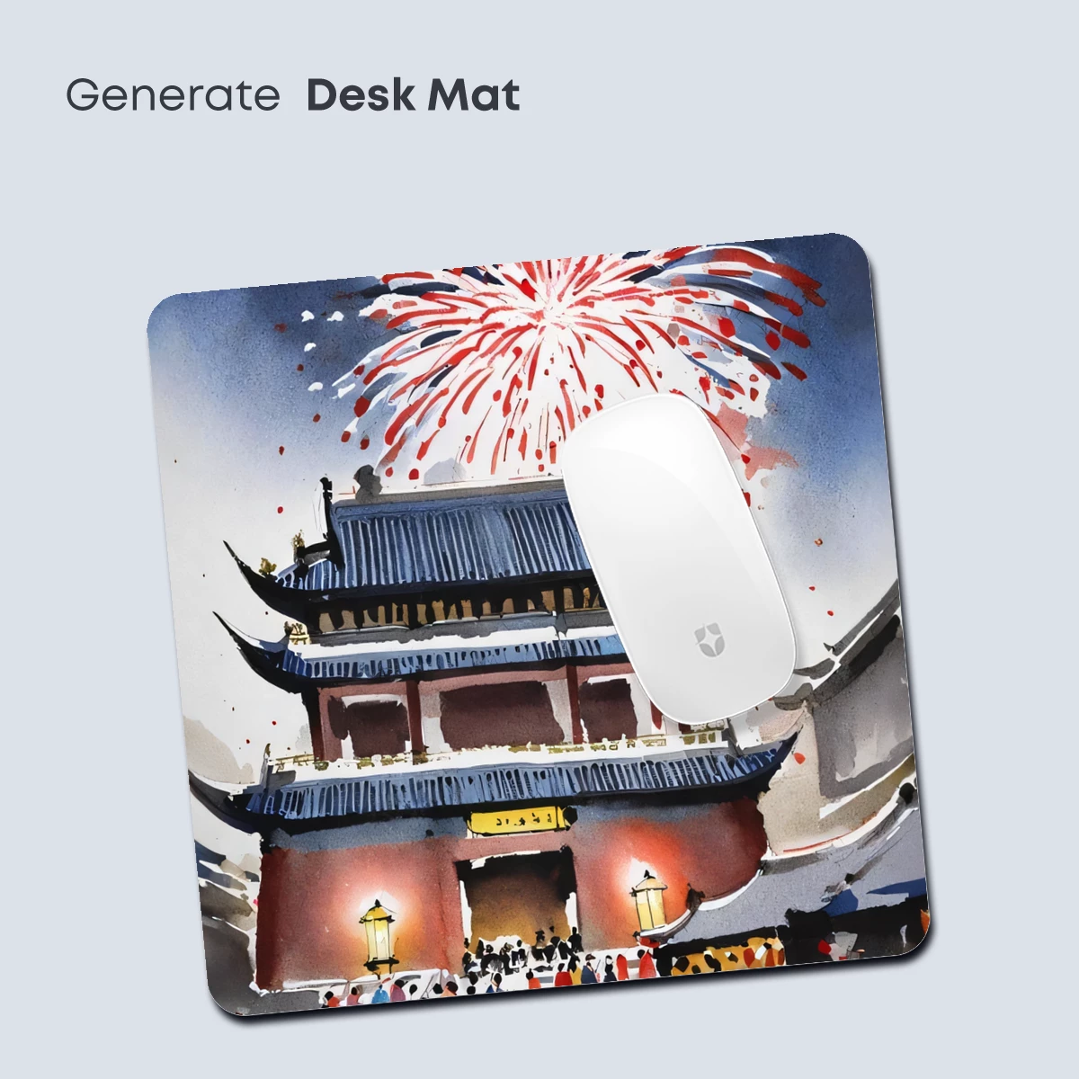 Fireworks Over Ancient Gate: Watercolor Festivity - Image 4