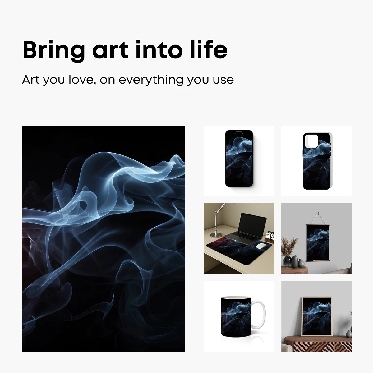 Ethereal Smoke Dance: Abstract Fluidity in Darkness - Image 2