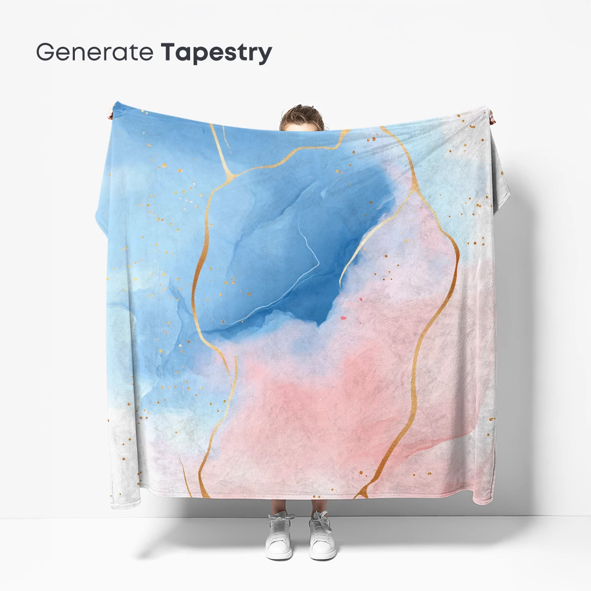 Ethereal Gold Veins in Blue and Pink Abstract - Image 5