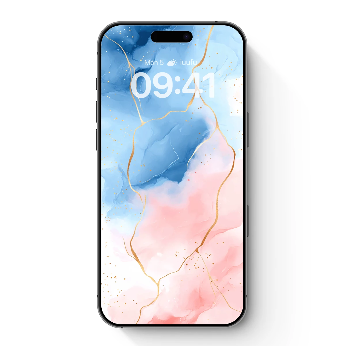 Ethereal Gold Veins in Blue and Pink Abstract