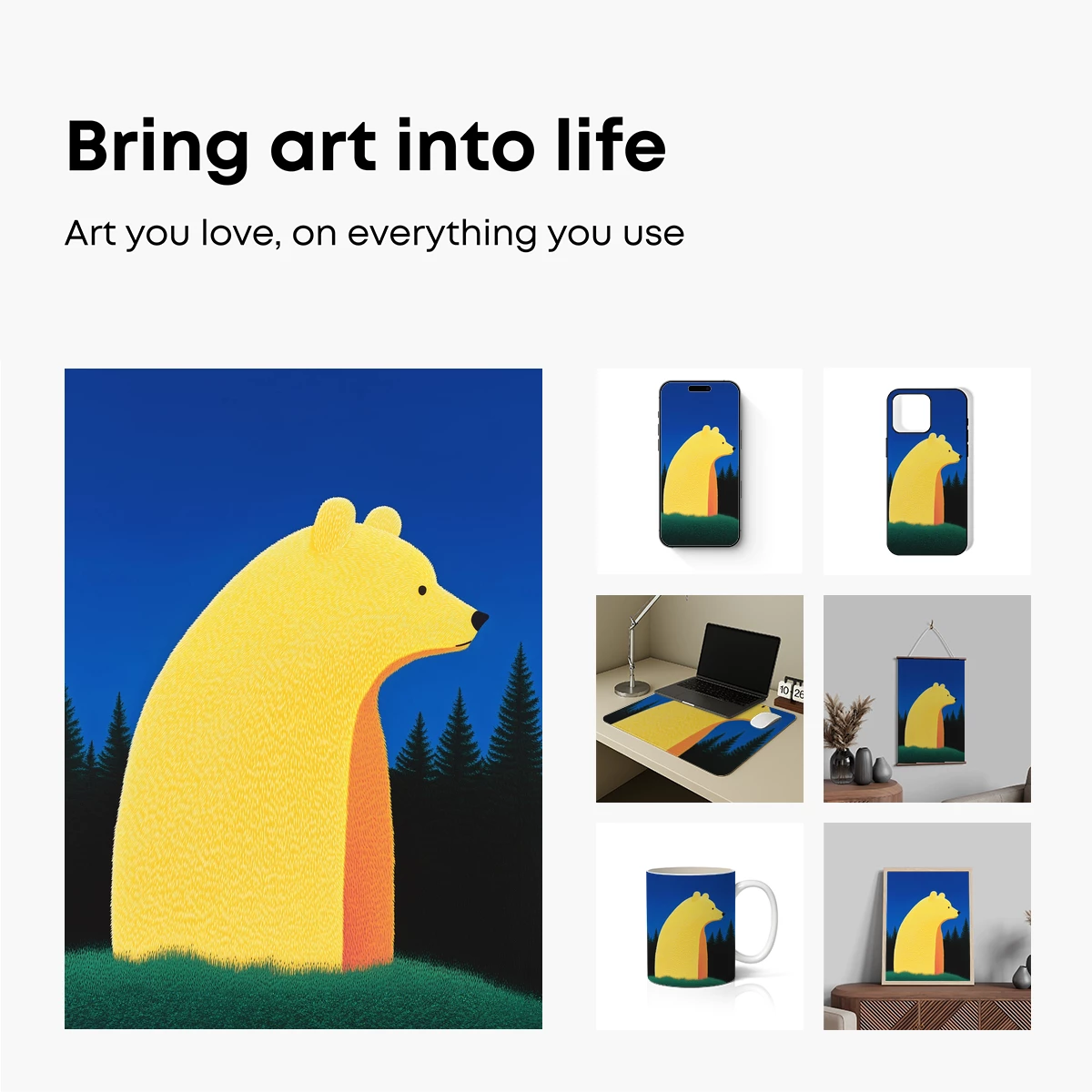 Golden Bear in Midnight Forest - Image 2