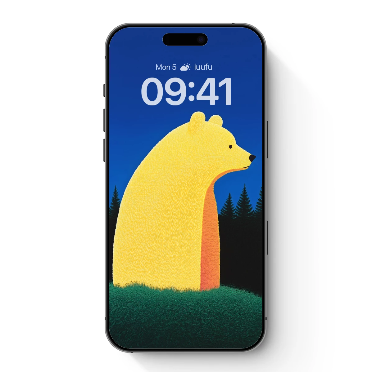 Golden Bear in Midnight Forest