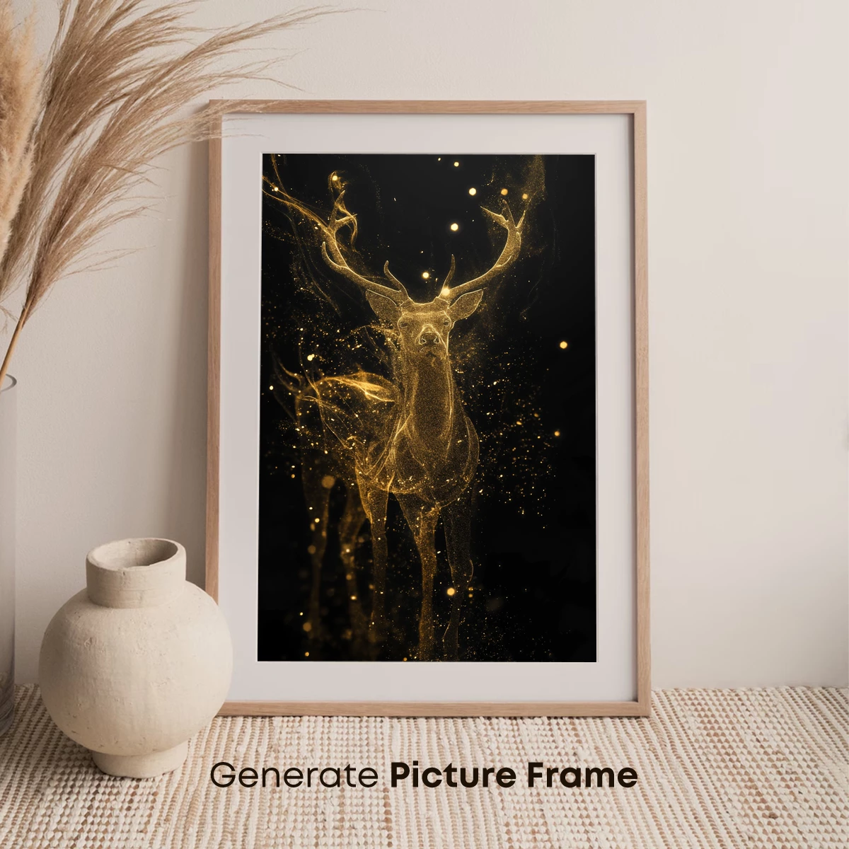 Golden Stag in Stardust: Ethereal Wildlife Art - Image 7