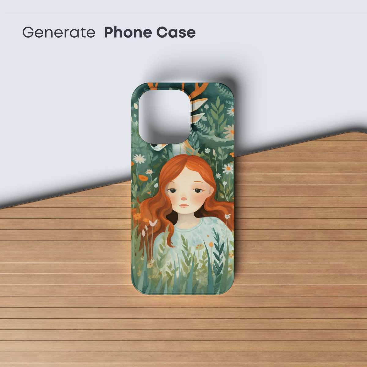 Enchanted Forest Whispers: Girl and Deer Amidst Wildflowers - Image 3