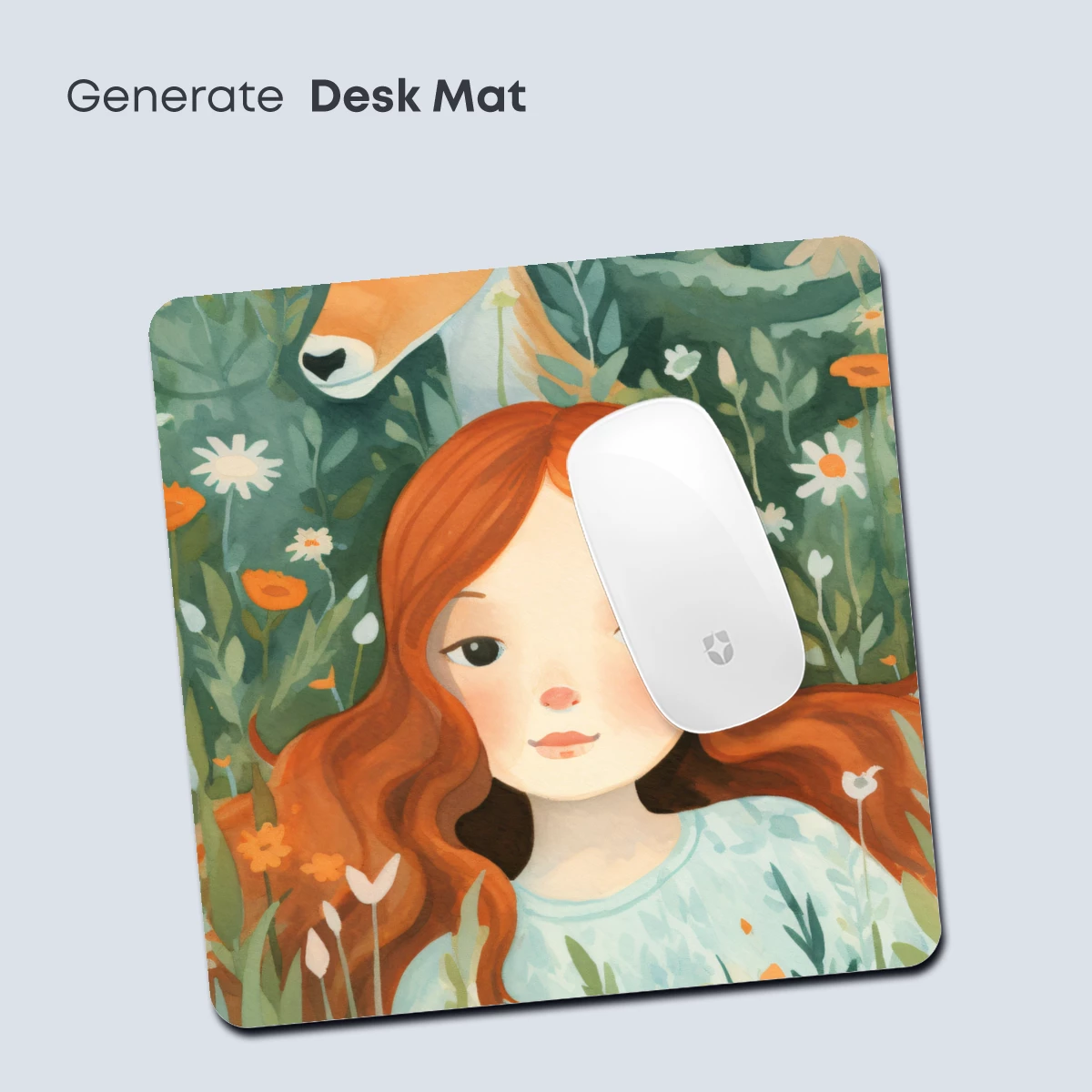 Enchanted Forest Whispers: Girl and Deer Amidst Wildflowers - Image 4