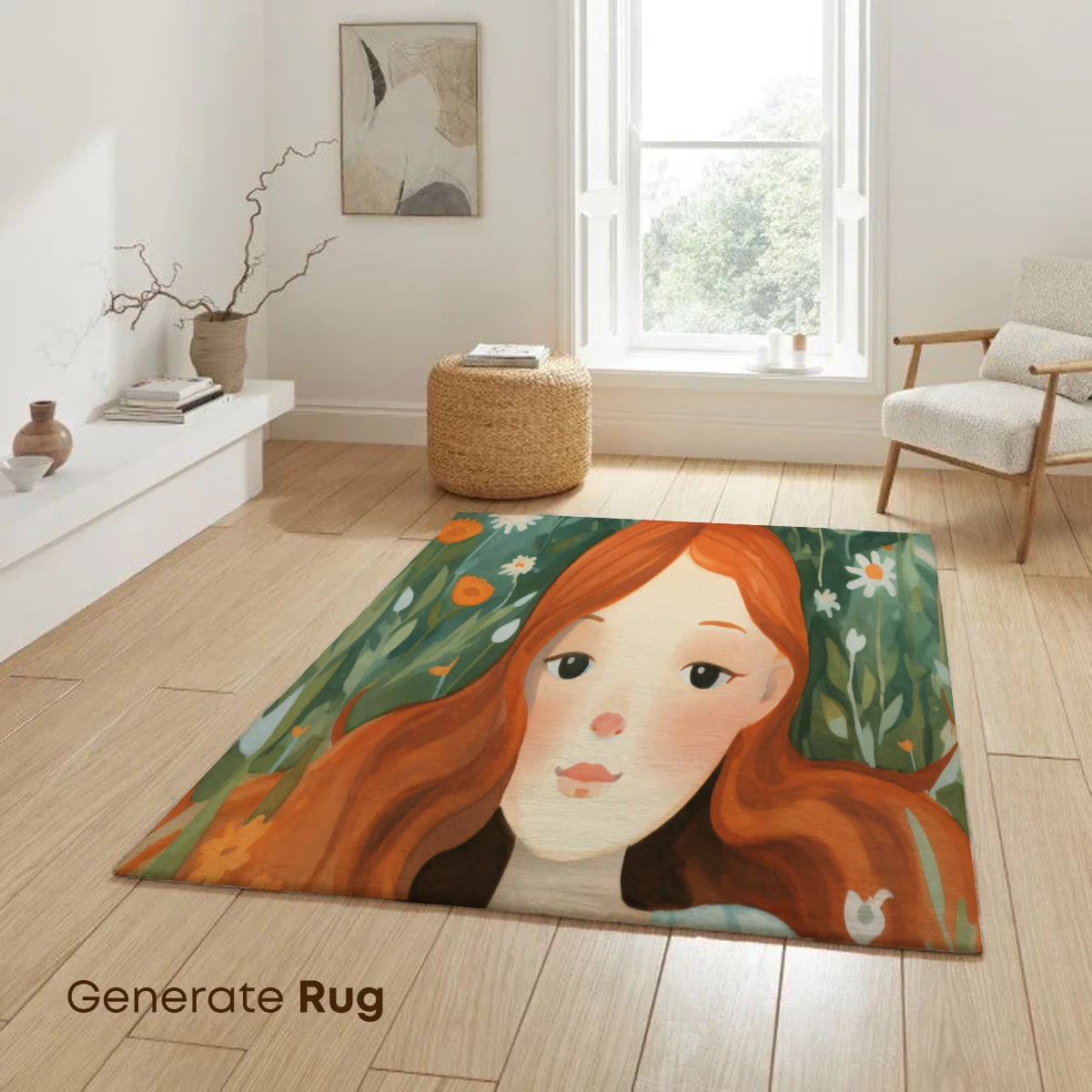 Enchanted Forest Whispers: Girl and Deer Amidst Wildflowers - Image 6