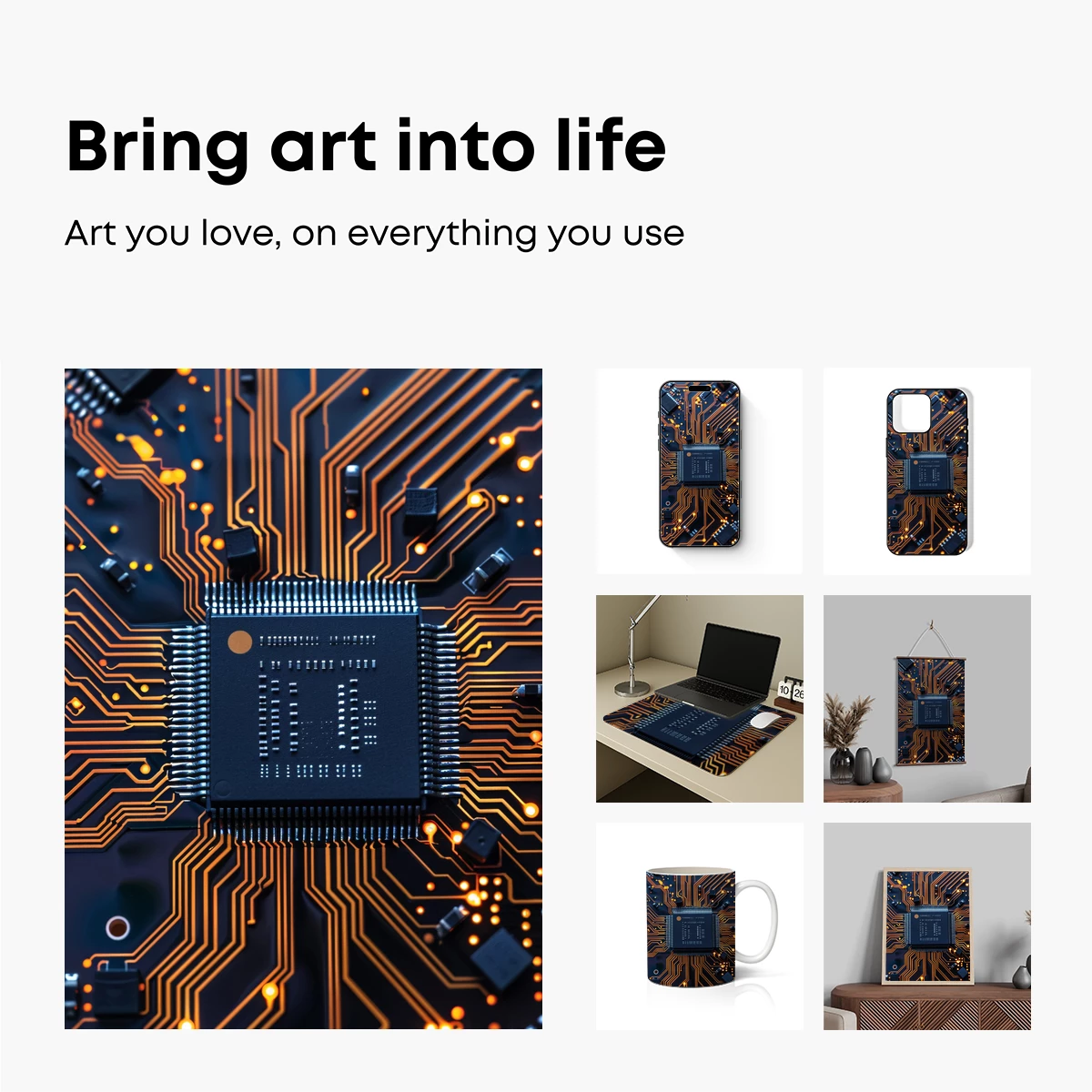 Circuit Symphony: Orange Traces on Midnight Board - Image 2