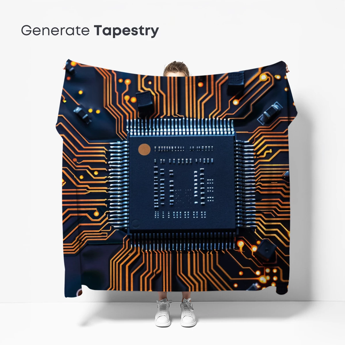 Circuit Symphony: Orange Traces on Midnight Board - Image 5