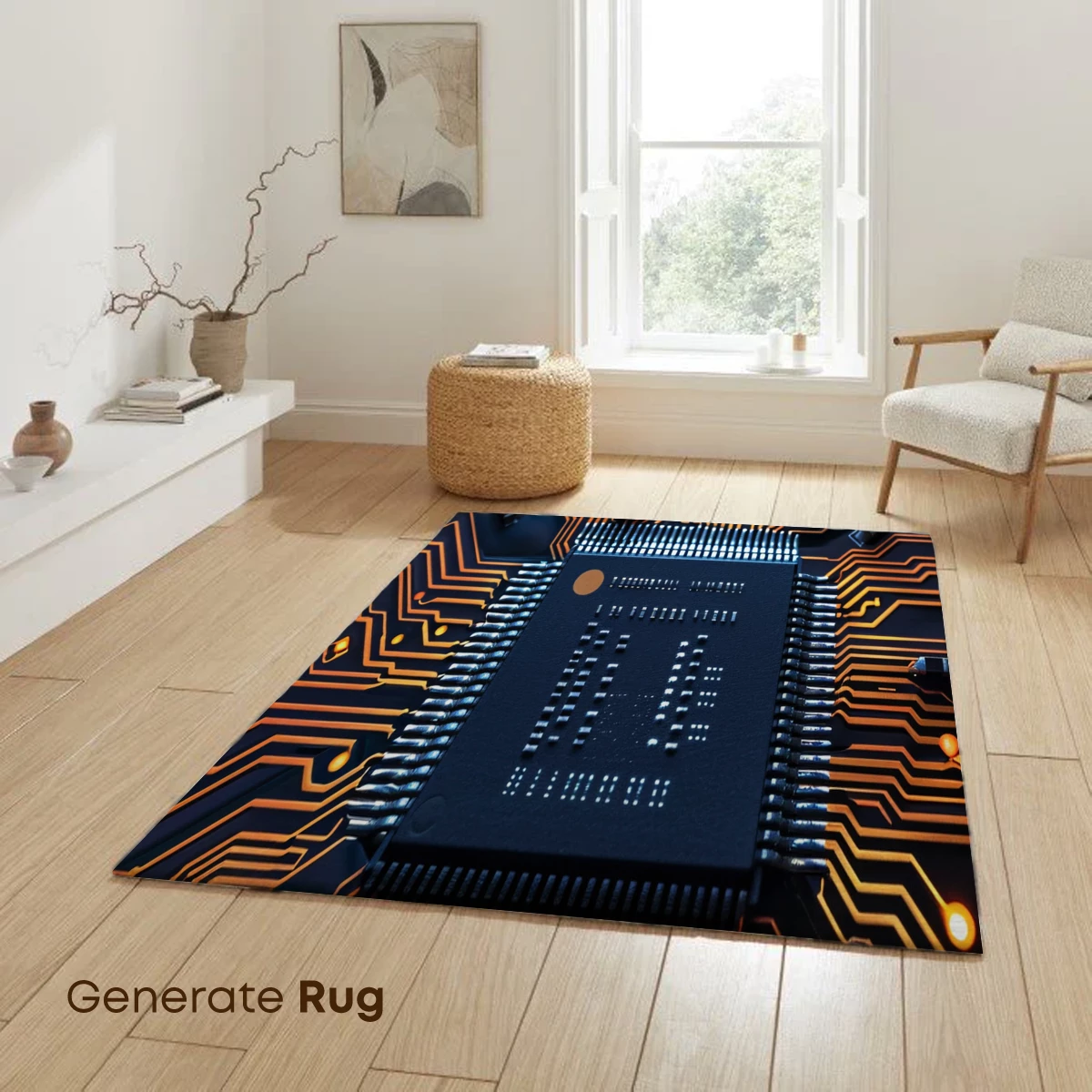 Circuit Symphony: Orange Traces on Midnight Board - Image 6