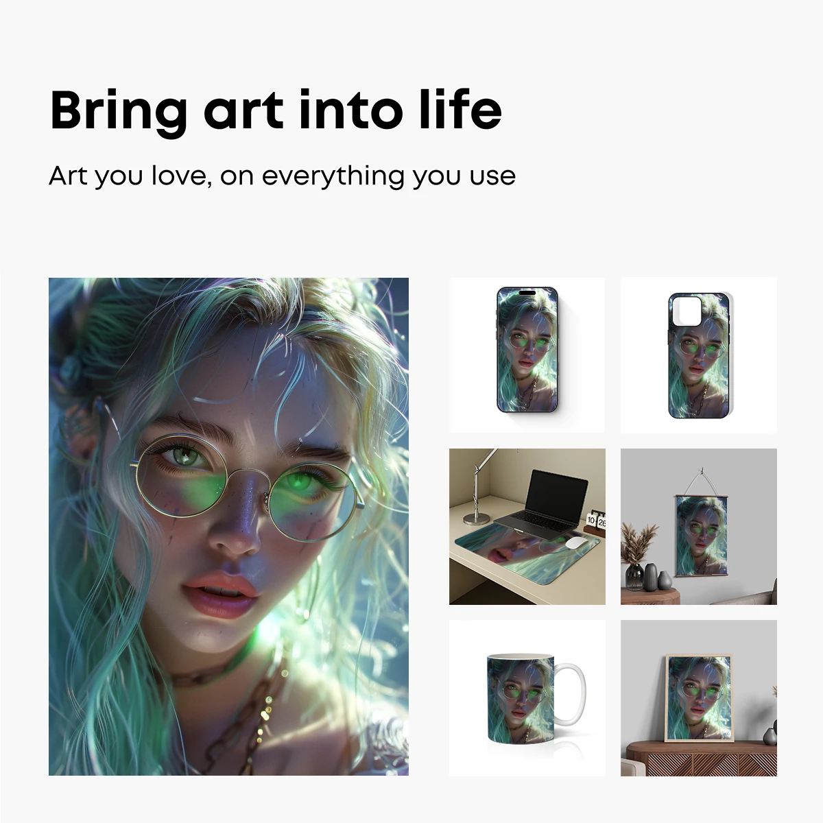 Neon Cyberdream: Futuristic Portrait with Glowing Glasses - Image 2