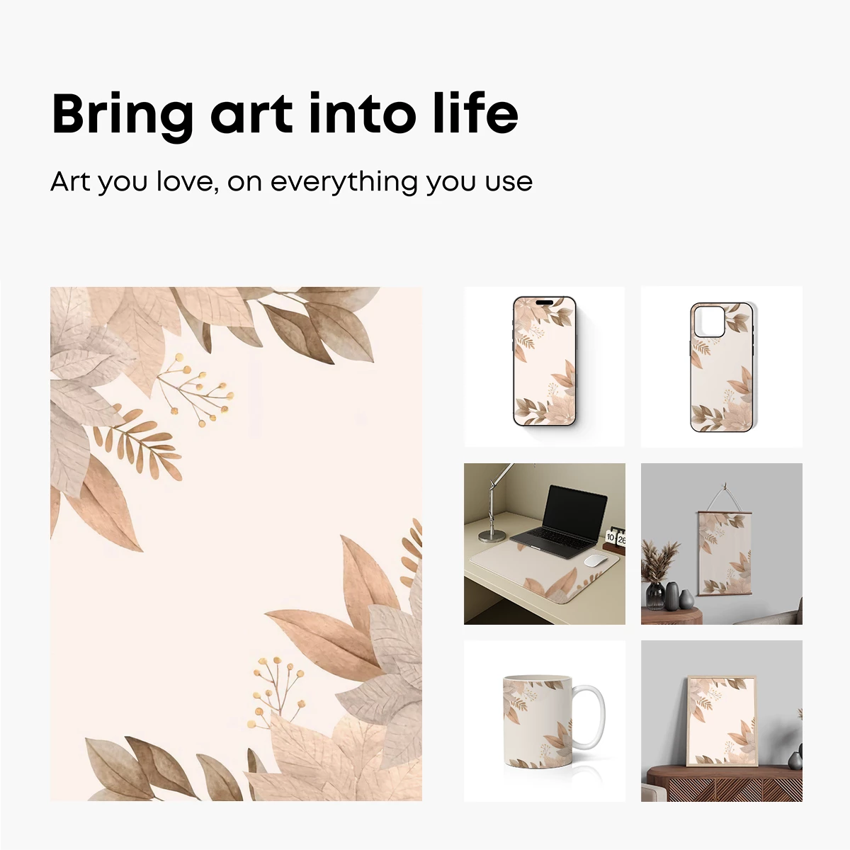 Autumnal Whispers: Soft Leaves and Gentle Buds - Image 2