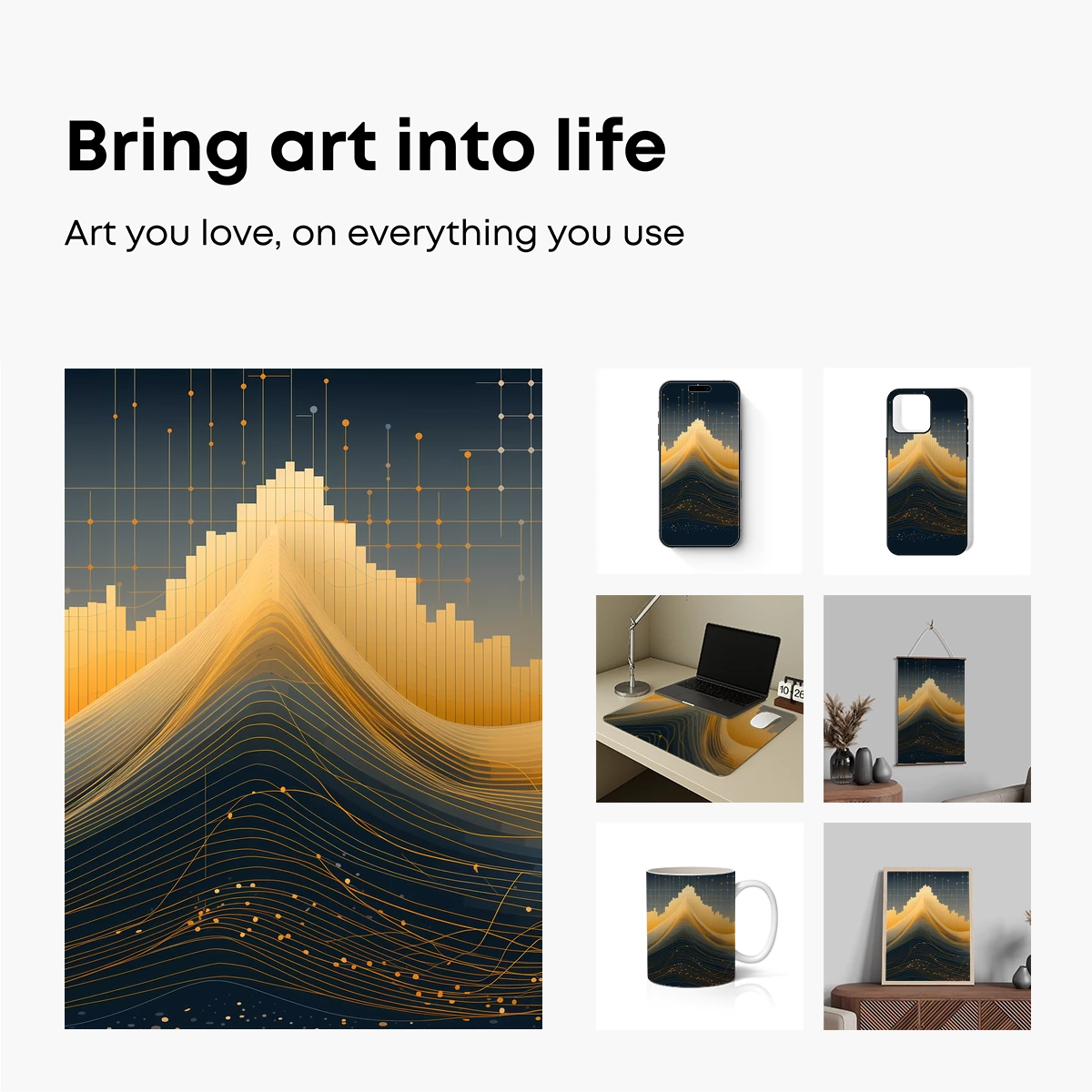 Golden Data Peaks: Abstract Tech Landscape - Image 2
