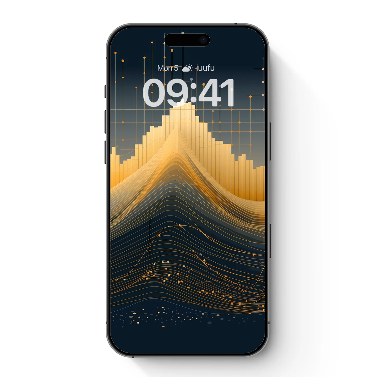 Golden Data Peaks: Abstract Tech Landscape