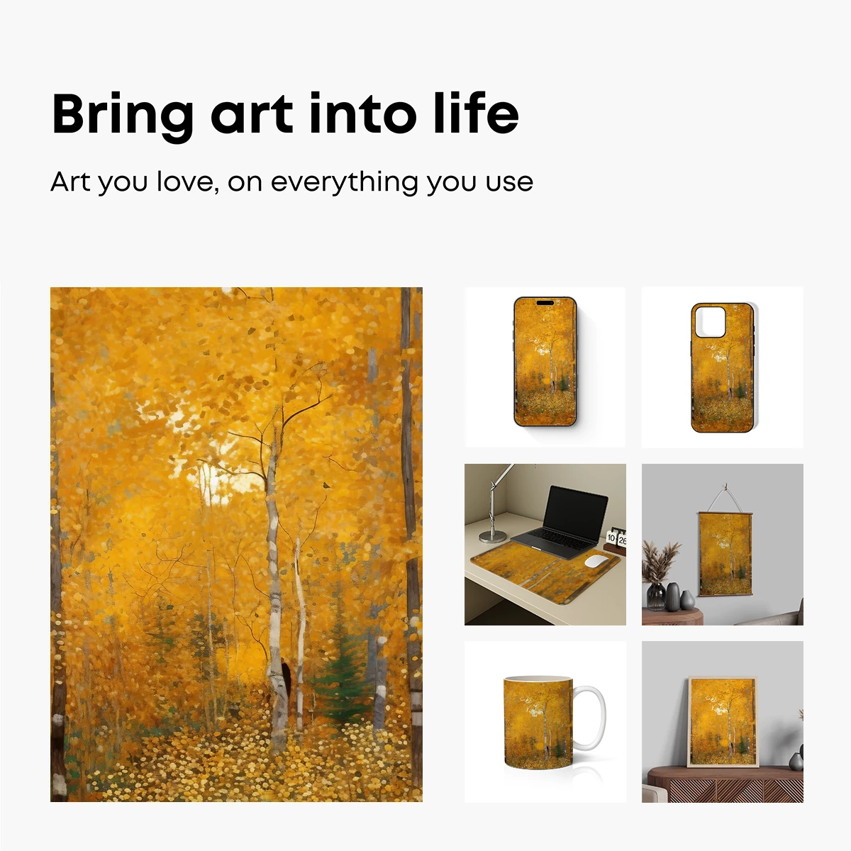 Golden Autumn Symphony: Birch Trees in Vibrant Fall Foliage - Image 2