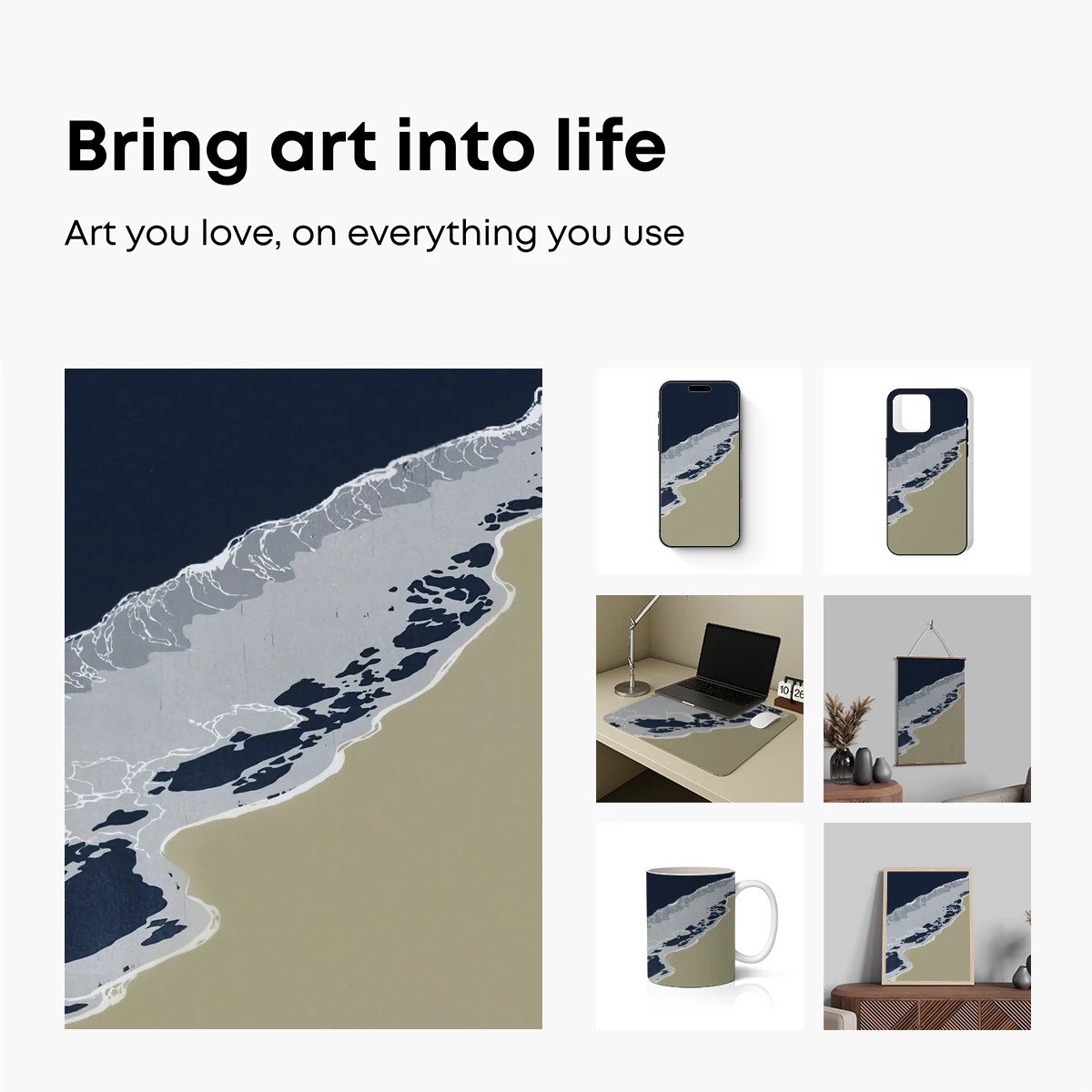 Coastal Serenity: Abstract Shoreline Art - Image 2