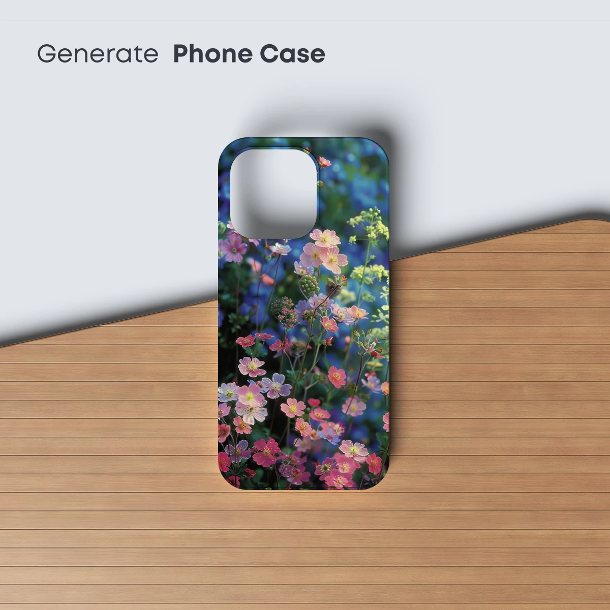 Enchanted Floral Symphony: Pink Blossoms in Blue Haze - Image 3
