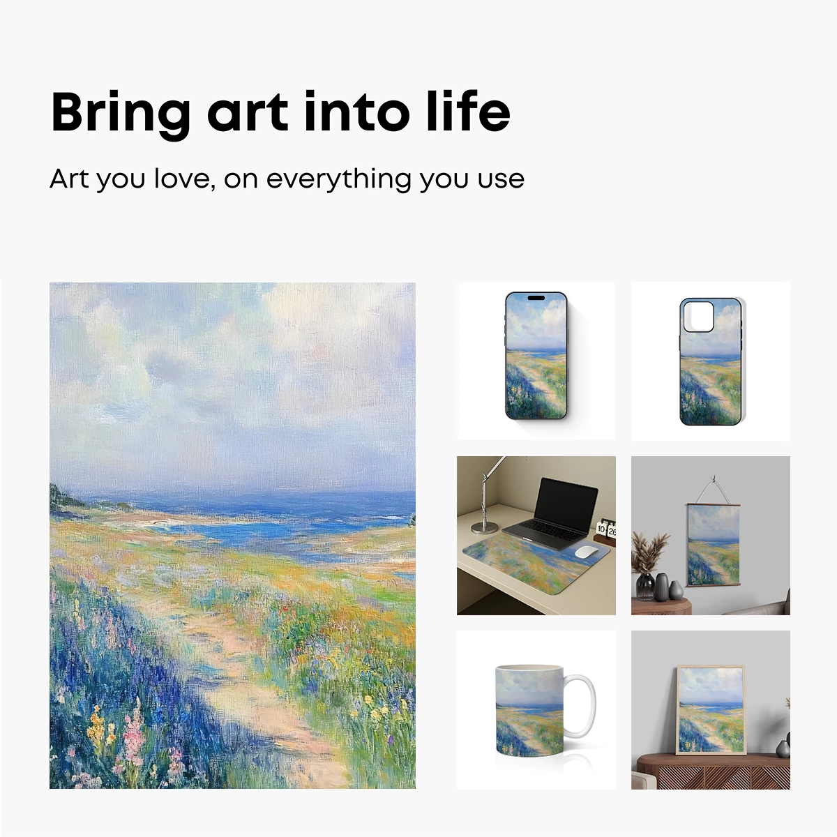 Coastal Pathway in Bloom: Impressionist Landscape - Image 2