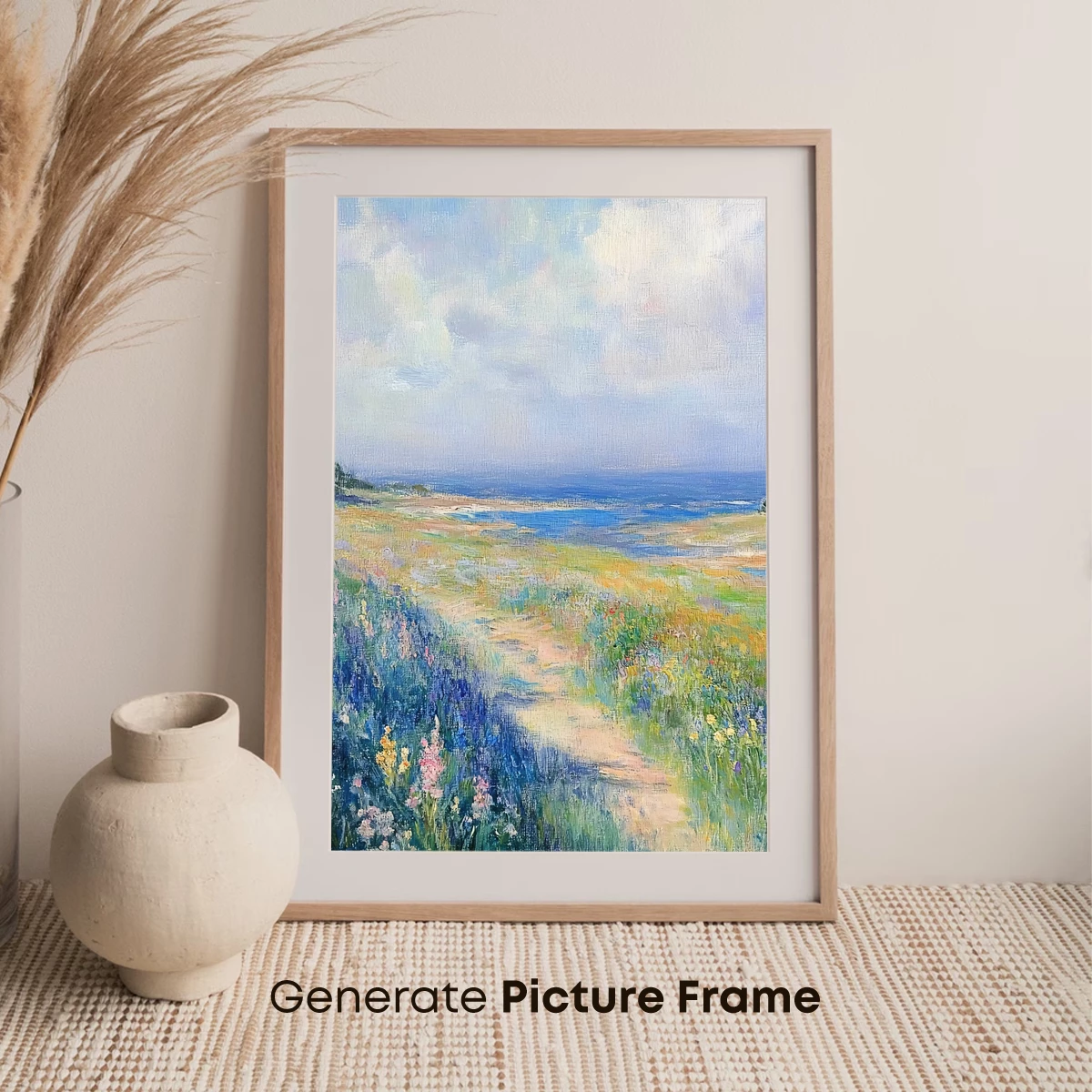 Coastal Pathway in Bloom: Impressionist Landscape - Image 7