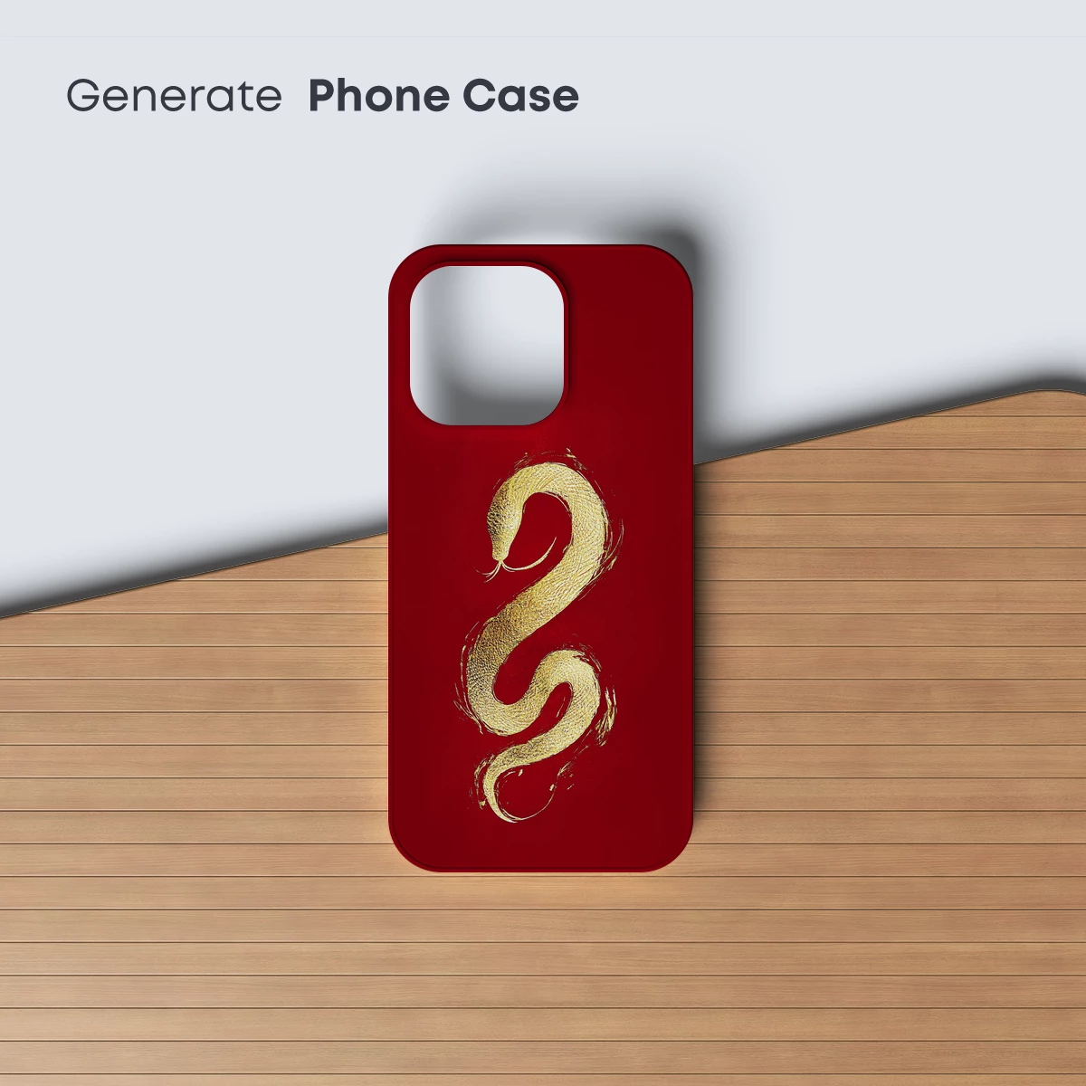 Golden Serpent on Crimson: Brushstroke Elegance - Image 3