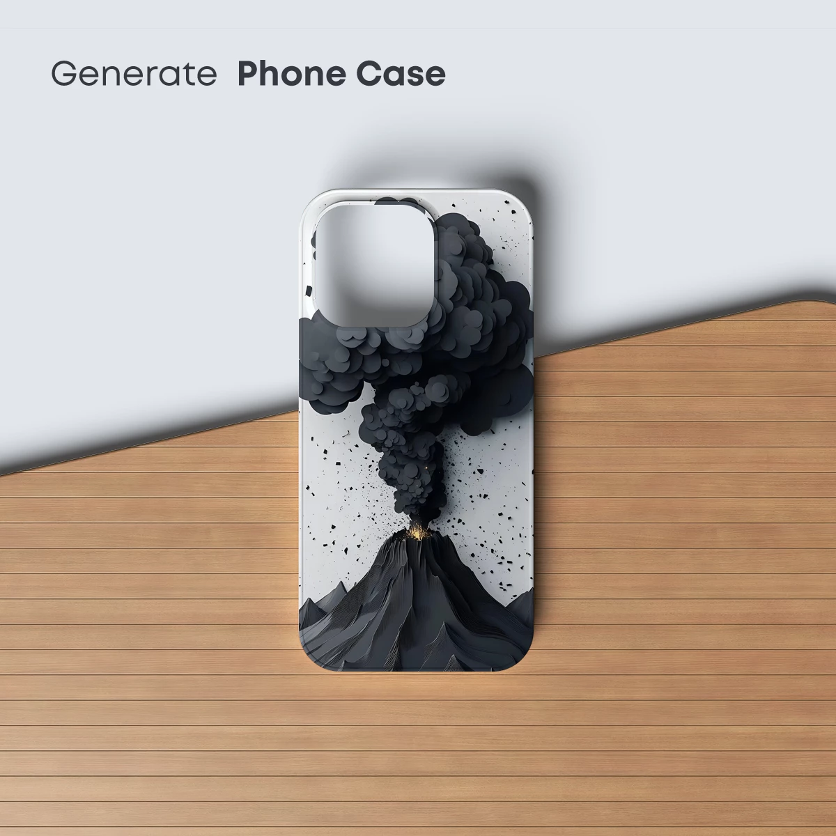 Erupting Volcano in Monochrome Layers - Image 3