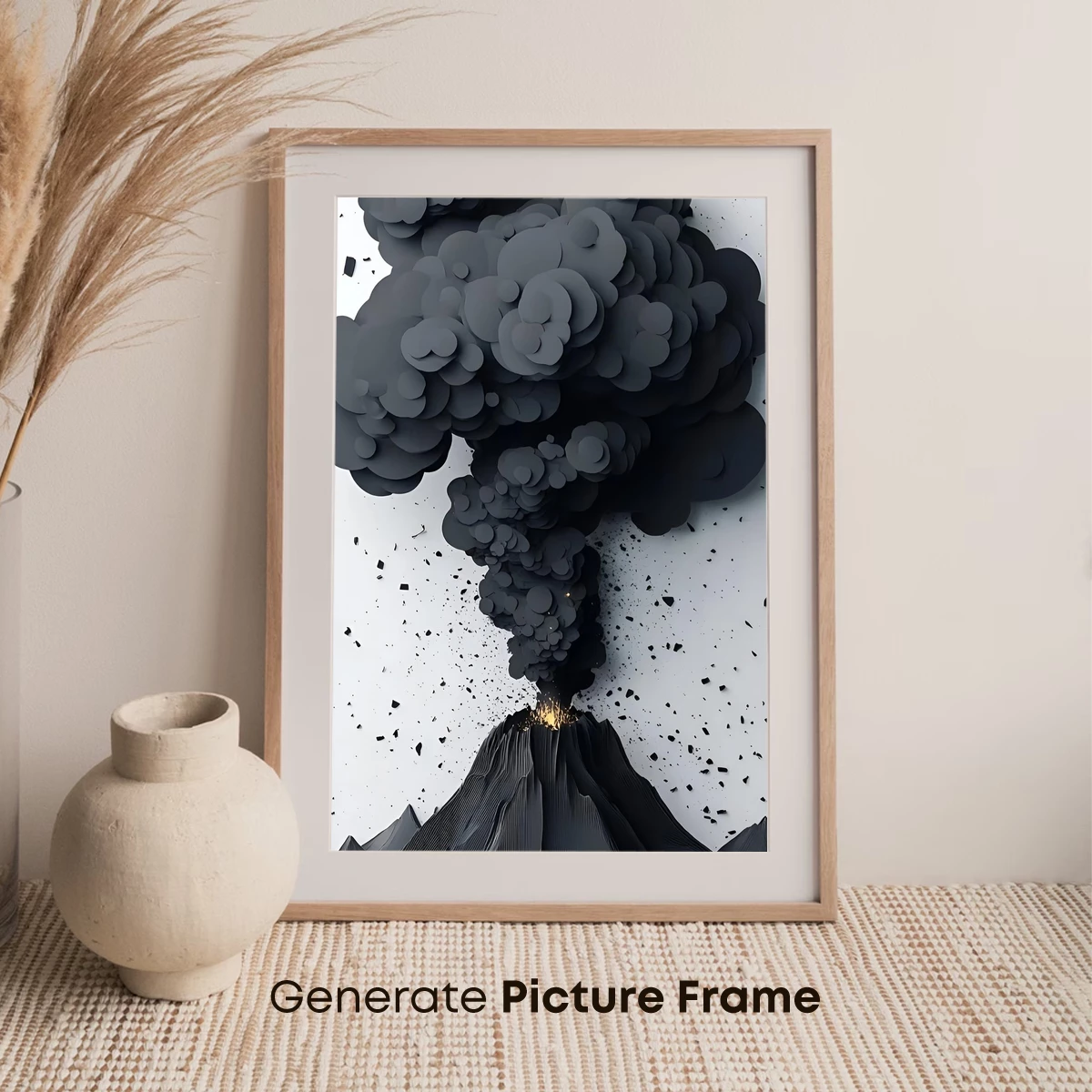 Erupting Volcano in Monochrome Layers - Image 7