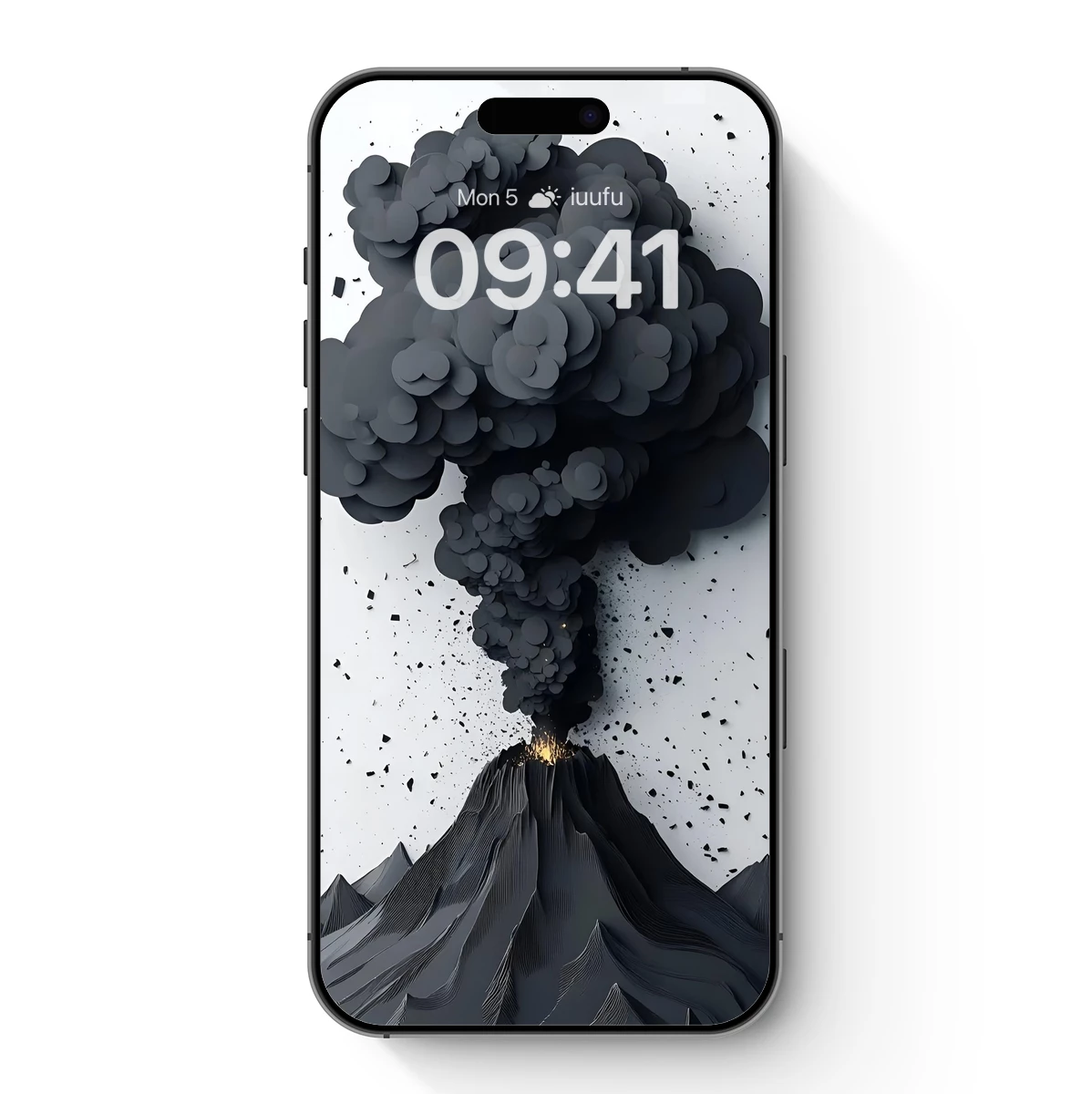 Erupting Volcano in Monochrome Layers