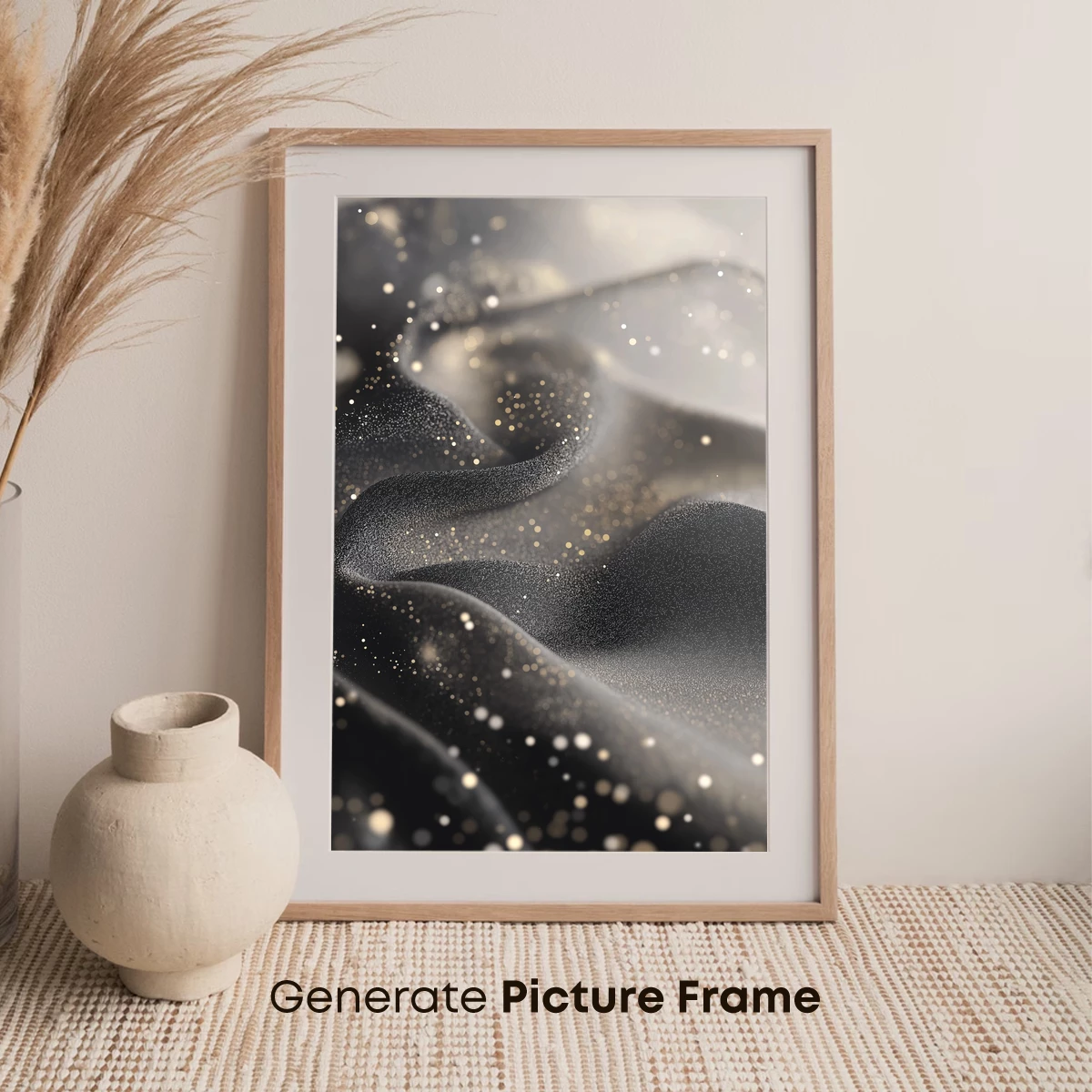 Ethereal Black Waves with Golden Glitter - Image 7