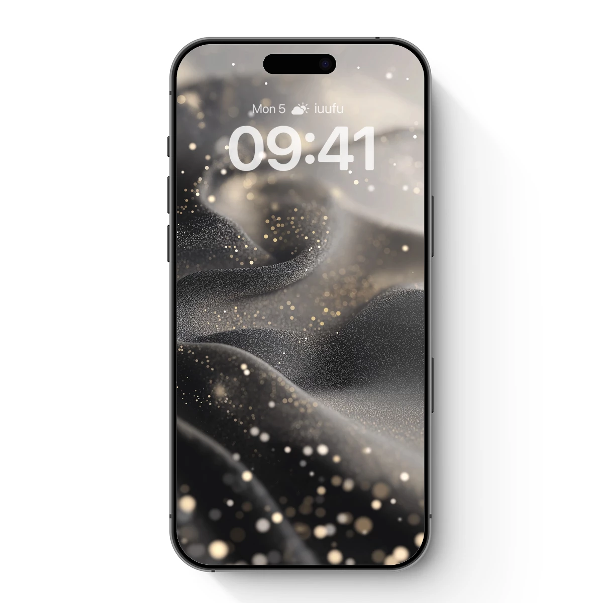 Ethereal Black Waves with Golden Glitter