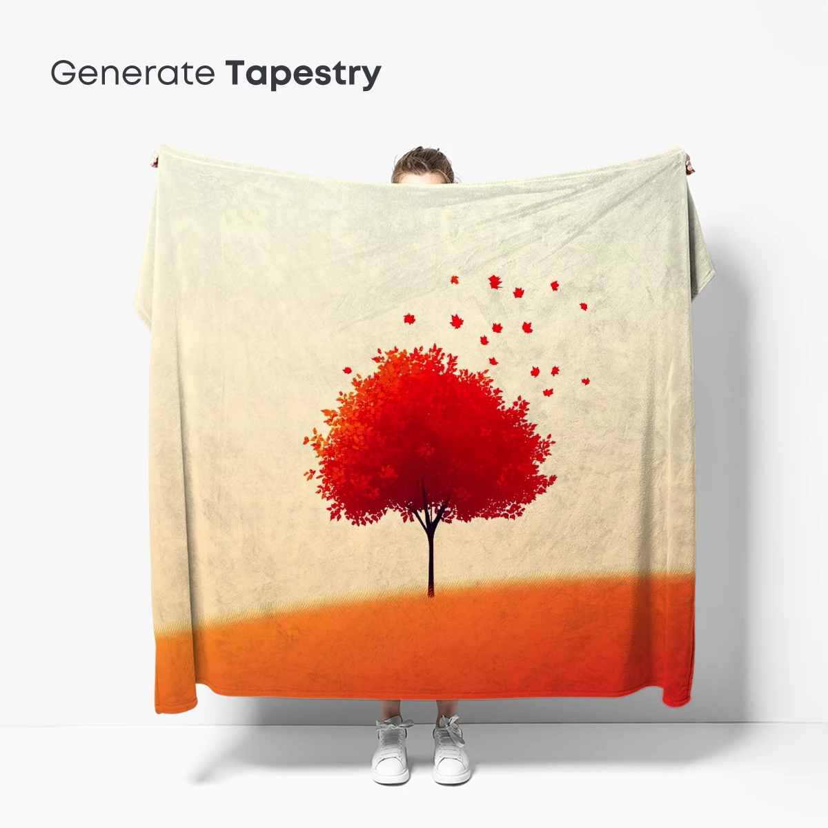 Autumn Solitude: Red Tree in Sunset Glow - Image 5