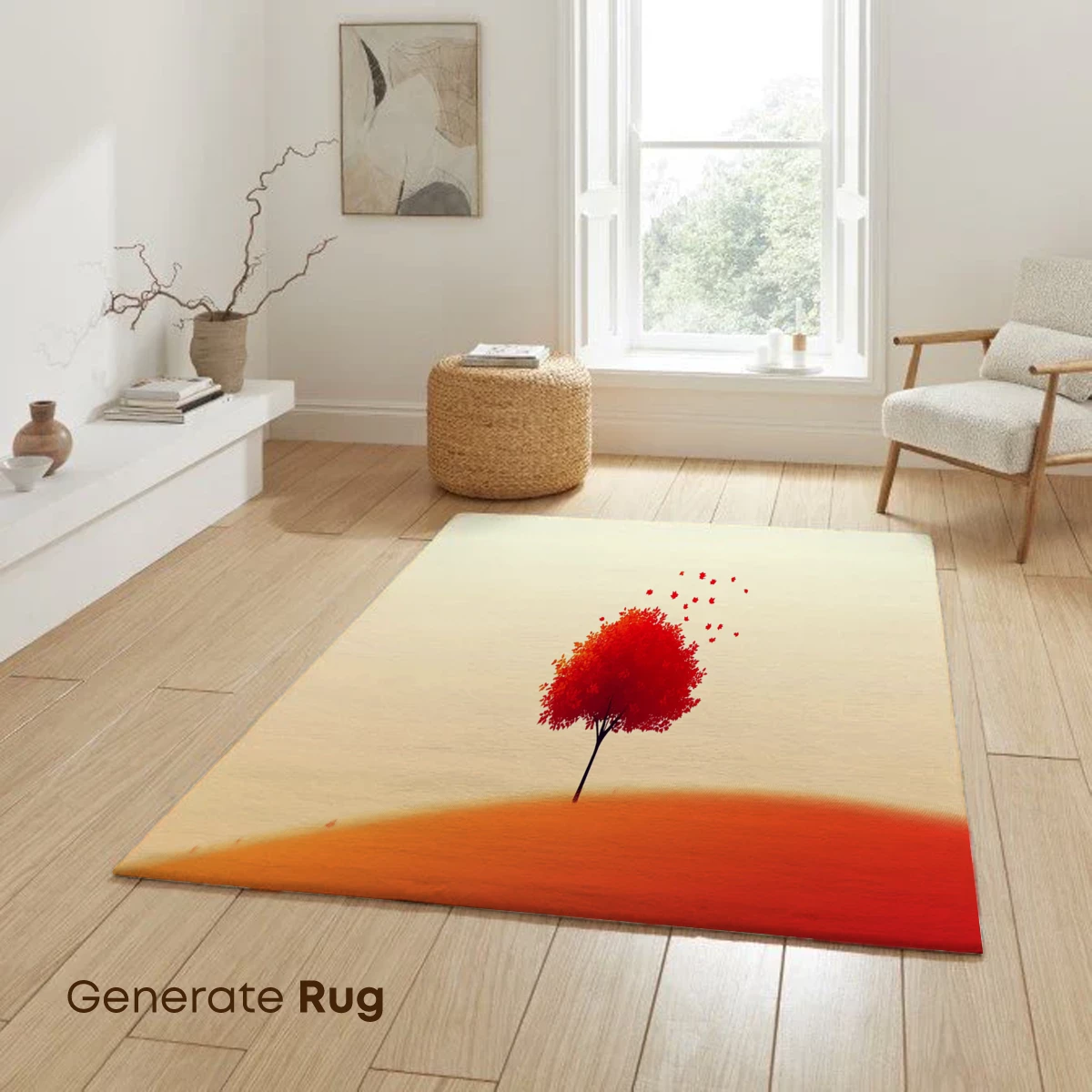 Autumn Solitude: Red Tree in Sunset Glow - Image 6