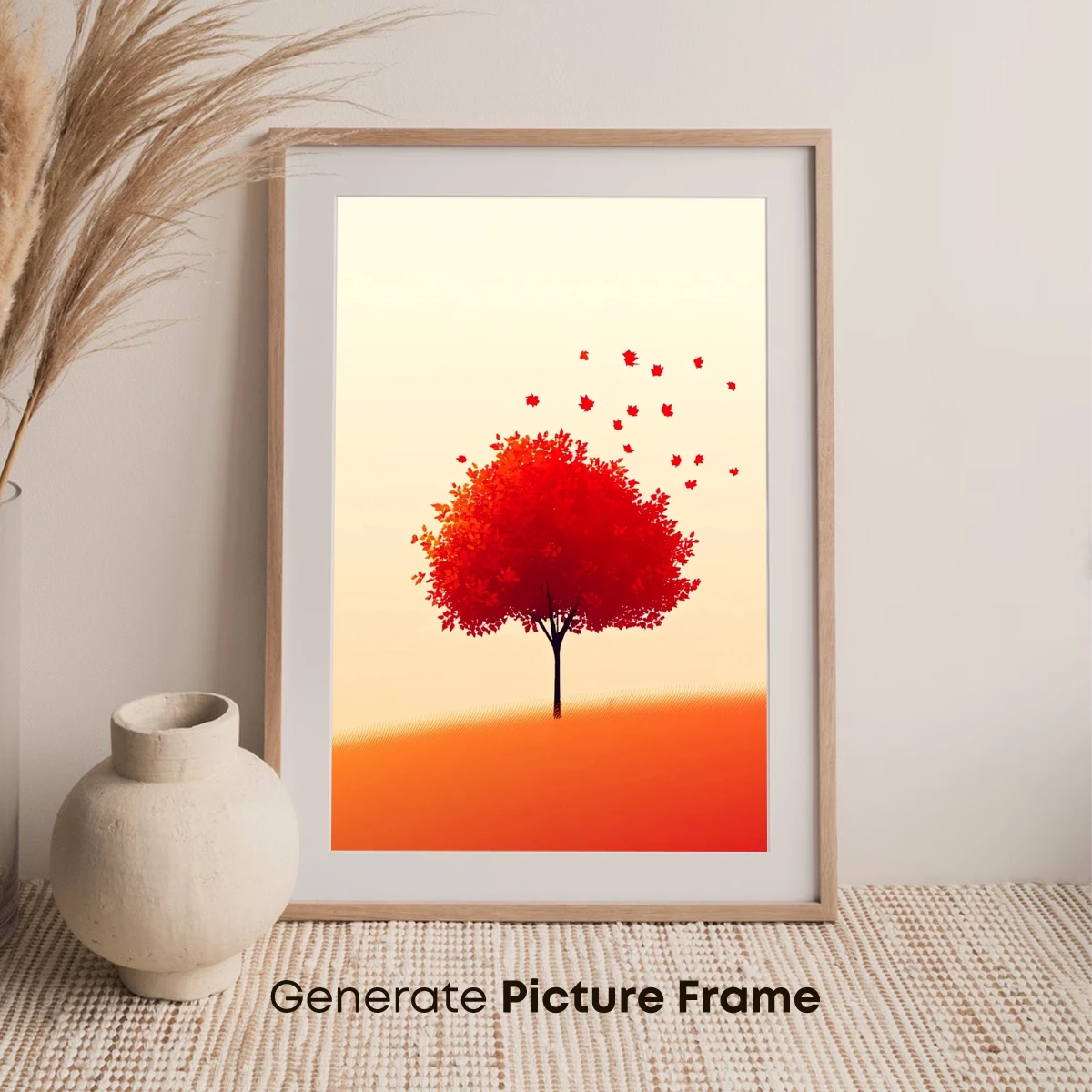 Autumn Solitude: Red Tree in Sunset Glow - Image 7