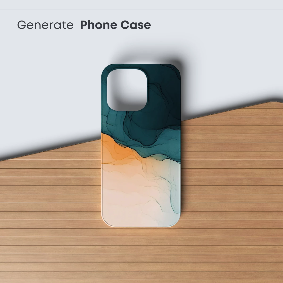 Fluid Horizon: Abstract Waves in Teal and Amber - Image 3