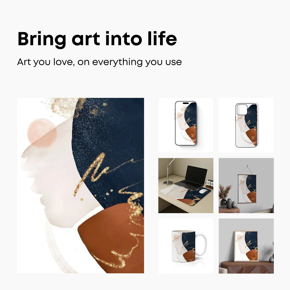 Ethereal Brushstrokes: Gold and Midnight Harmony