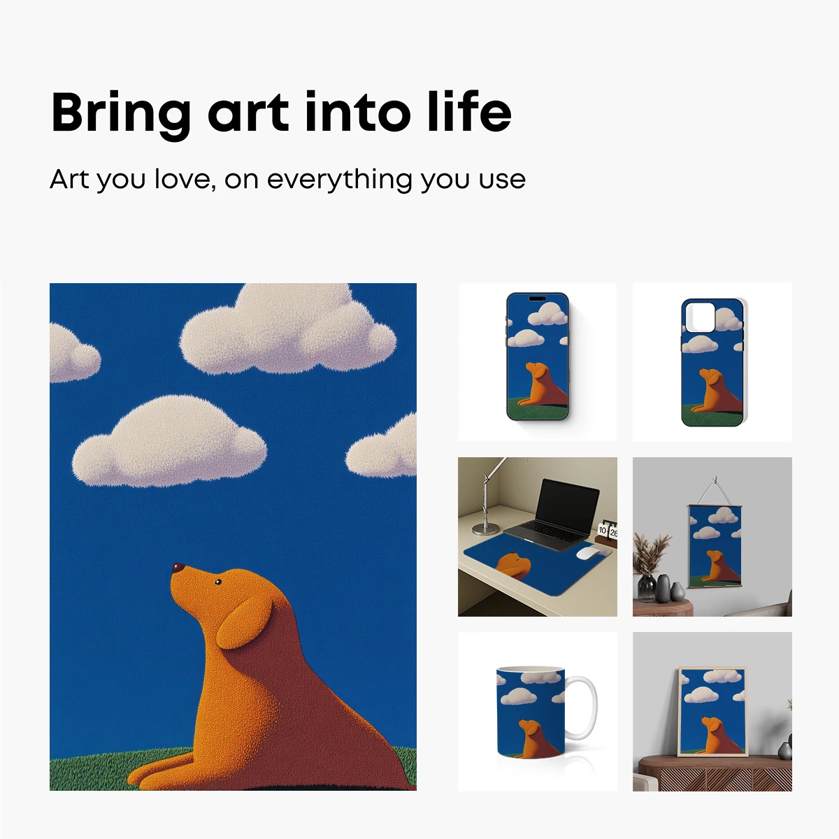 Dreamy Canine Gaze: Clouds and Serenity - Image 2