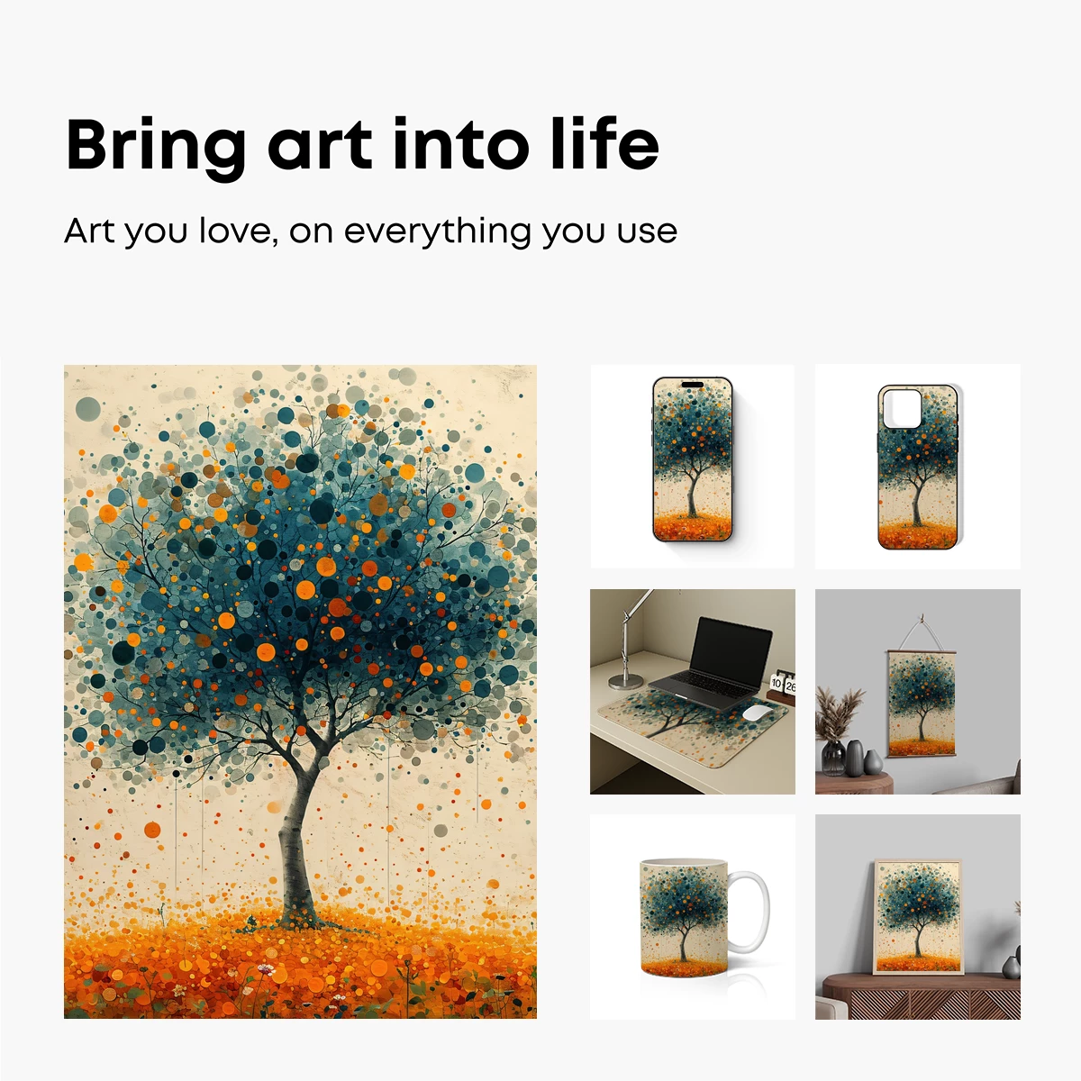 Dot-Painted Tree: Abstract Nature's Symphony - Image 2