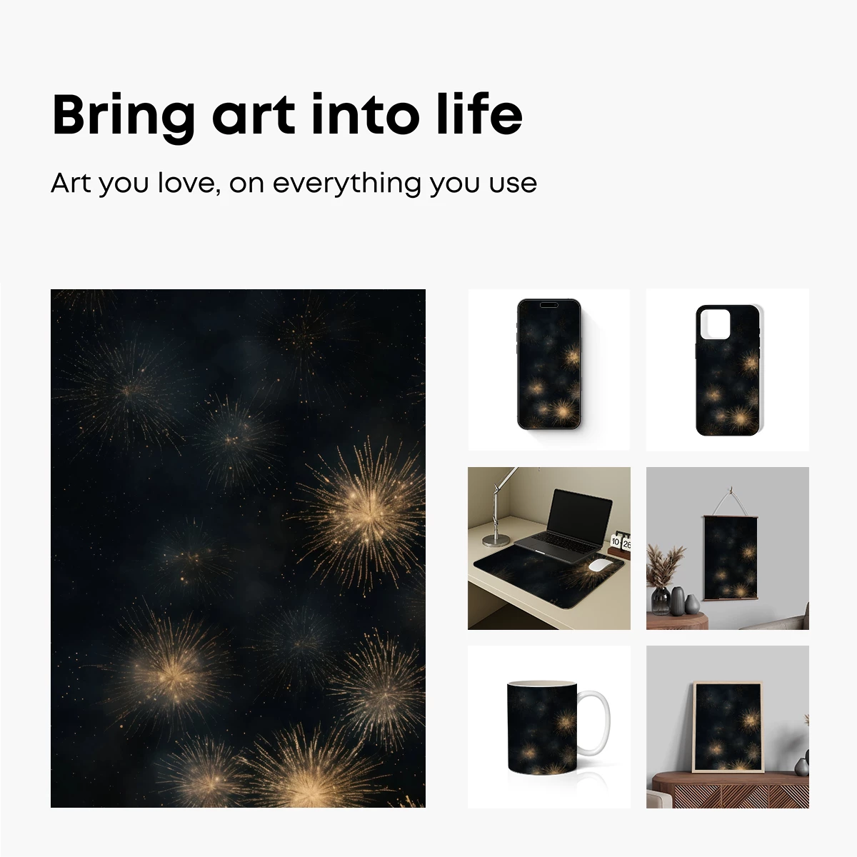 Golden Fireworks Symphony in Night Sky