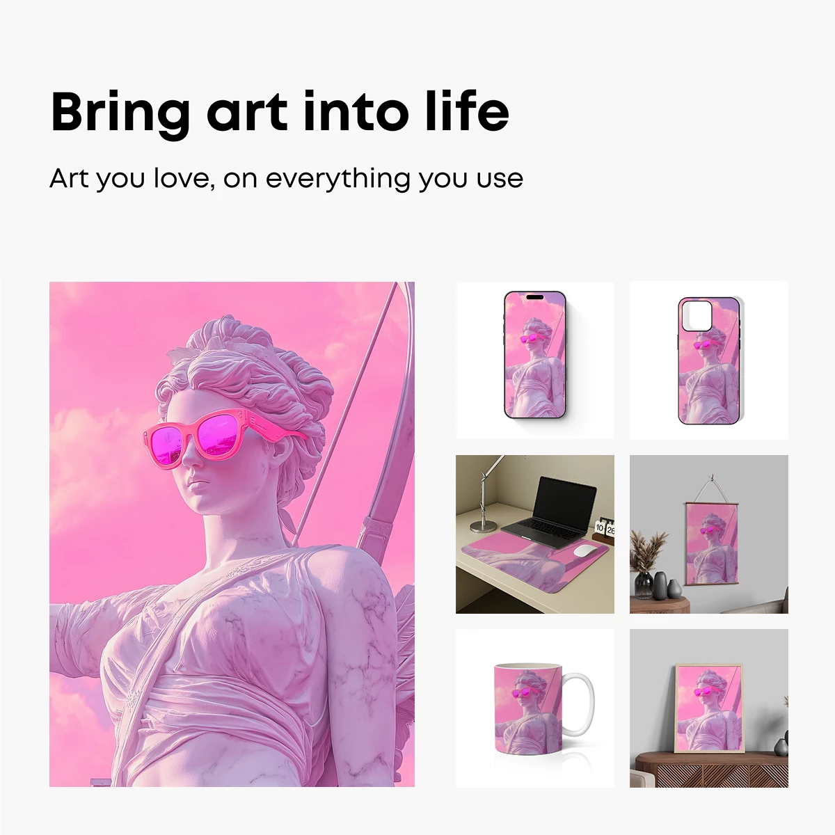Pink Marble Goddess with Sunglasses - Image 2