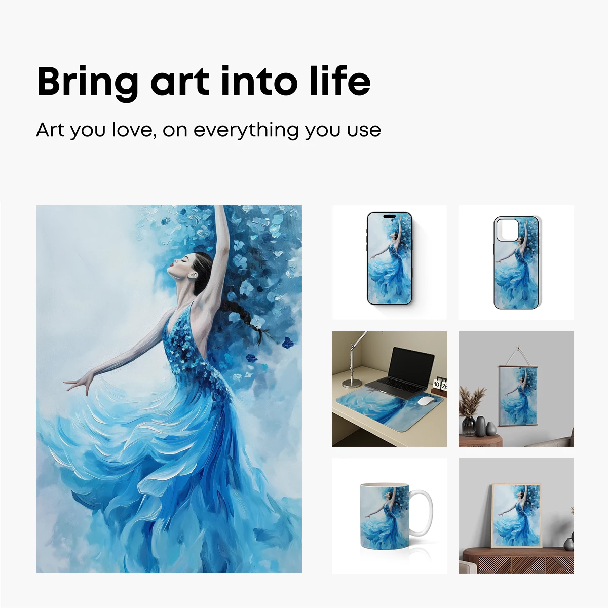 Ethereal Blue Waltz: A Dance of Floral Elegance - Image 2
