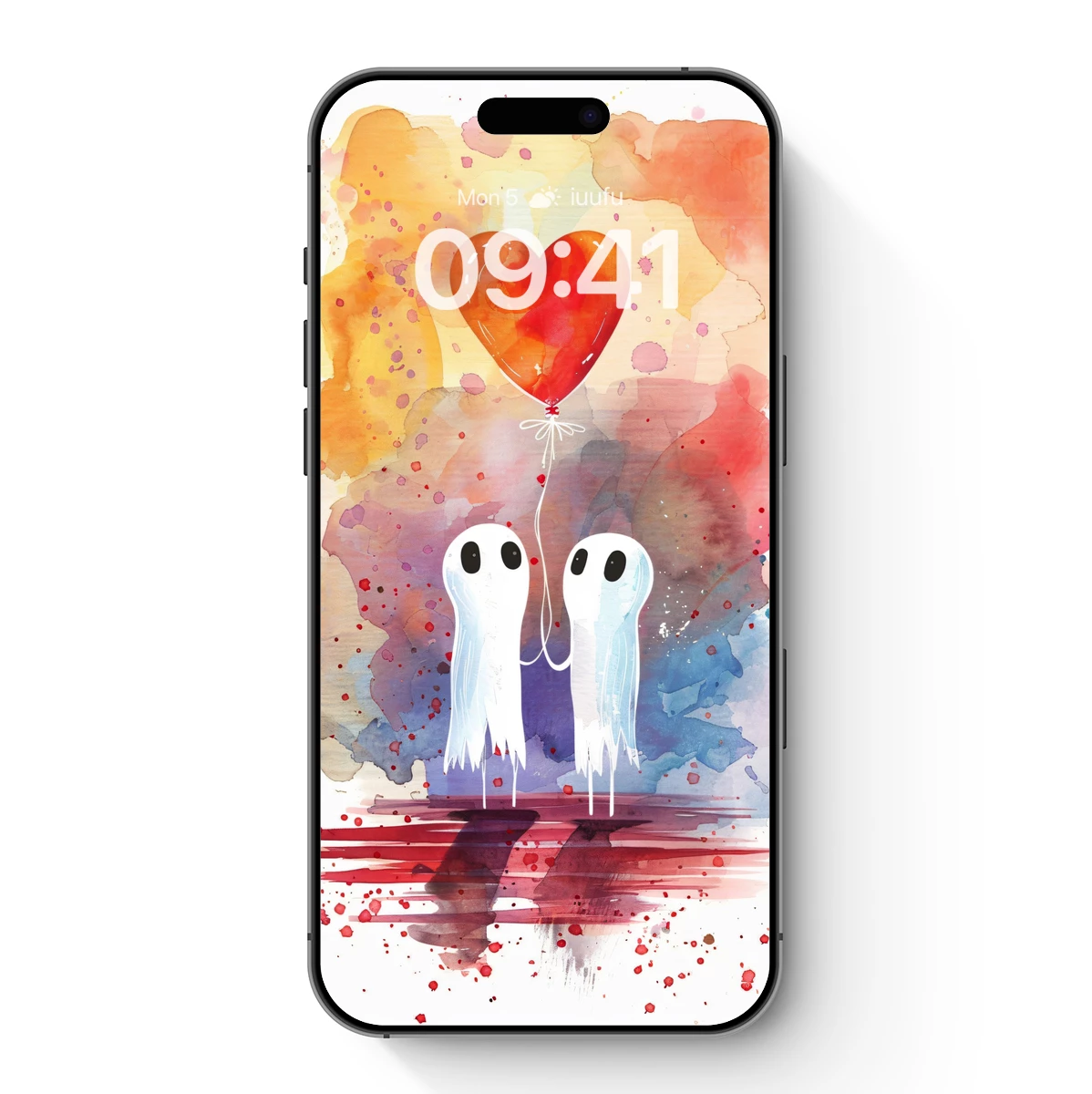 Ghostly Love: Watercolor Spirits with a Heart Balloon Ghostly Love: Watercolor Spirits with a Heart Balloon