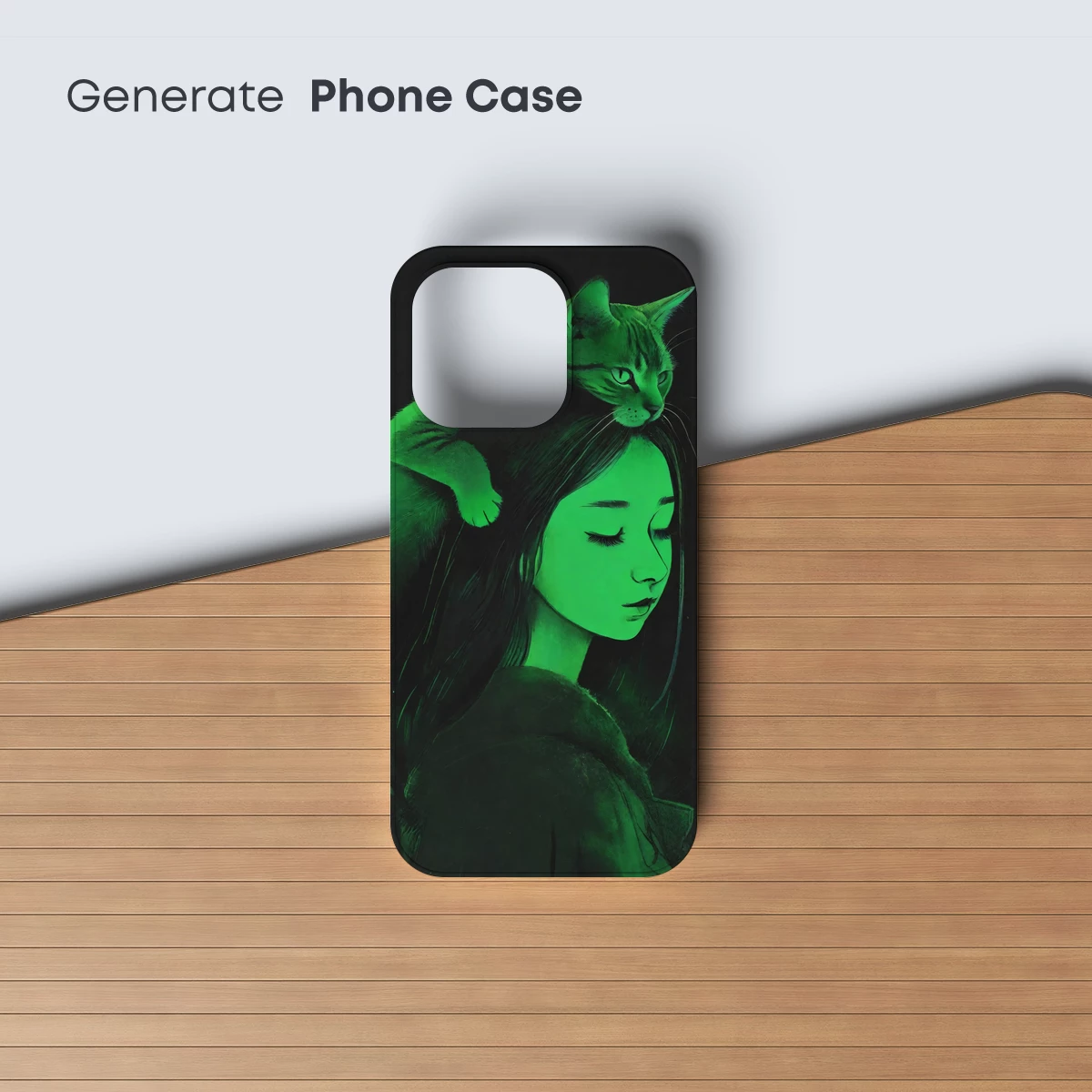 Green Aura: Serene Woman and Cat Bond - Image 3