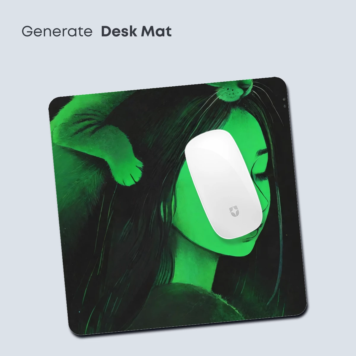 Green Aura: Serene Woman and Cat Bond - Image 4