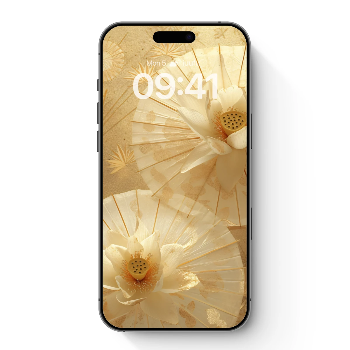 Elegant Lotus Fans: Golden Harmony in Bloom